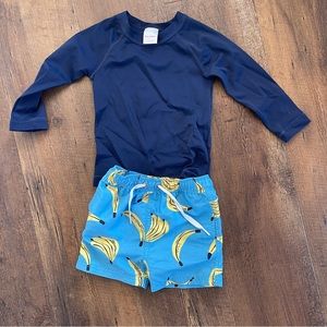 Hanna Andersson Boys Rash Guard and Swim Shorts